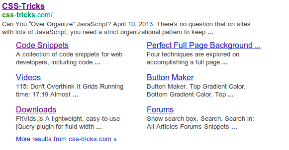 Search result snippet for home page